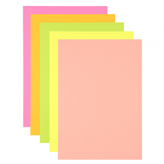 Бумага цветная А4, 80 г/кв.м, 100 листов, 5 цветов, неон KLERK 183704-Р