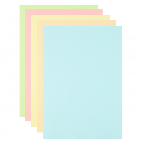 Бумага цветная А4, 80 г/кв.м, 100 листов, 5 цветов, пастель KLERK 200022-Р
