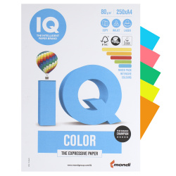 Бумага цветная А4, 80г/кв.м., 250л, 5 цветов, интенсив IQ Color Mondi 00-00006282