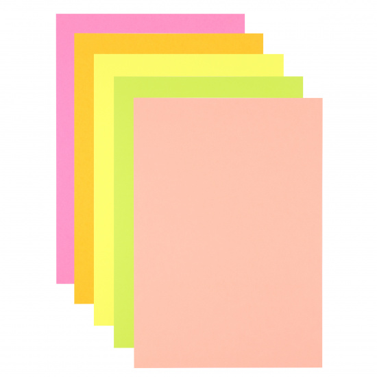 Бумага цветная А4, 80 г/кв.м, 250 листов, 5 цветов, неон KLERK 206772-Р