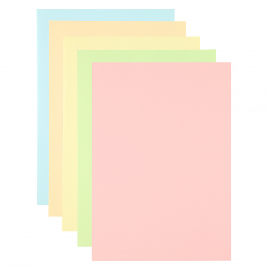 Бумага цветная А4, 80 г/кв.м, 250 листов, 5 цветов, пастель KLERK 206770-Р
