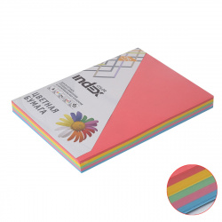 Бумага цветная А4 80г/м 250л 5цв интенсив INDEX Color Mix intensiv/00-00023593