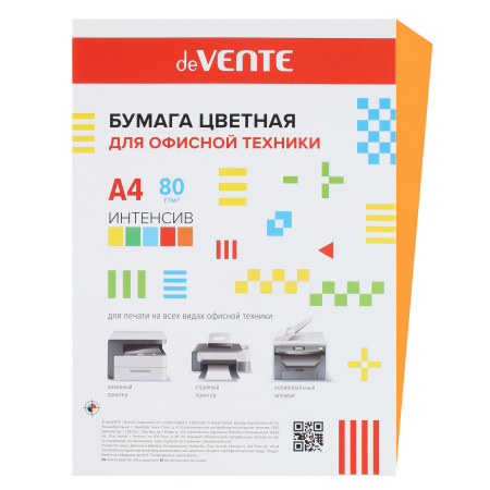 Бумага цветная А4, 80г/кв.м., 20л, интенсив, оранжевый deVENTE 2072919 Бумага цветная А4, 80г/кв.м., 20л, интенсив, оранжевый deVENTE 2072919