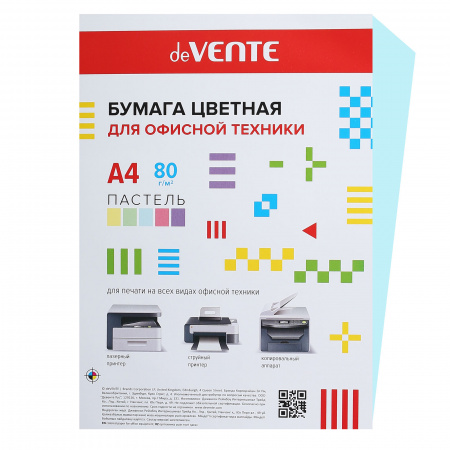 Бумага цветная А4 80г/м2 20л пастель deVENTE 2072901 голубой Бумага цветная А4 80г/м2 20л пастель deVENTE 2072901 голубой
