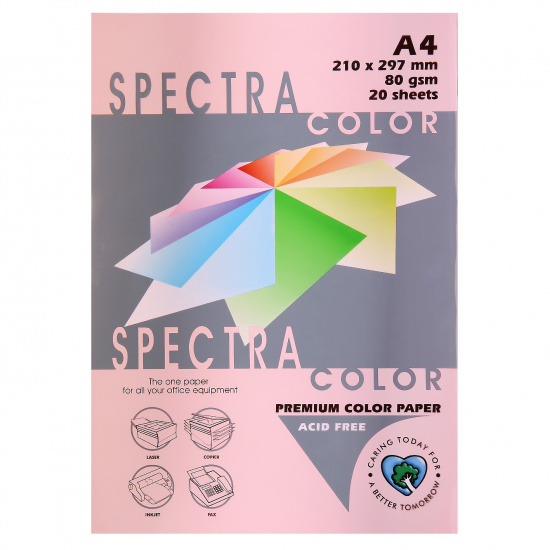 Бумага цветная А4, 80 г/кв.м, 20 листов, пастель, розовый Spectra Color 140