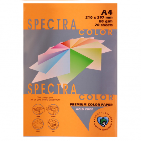 Бумага цветная А4, 80г/кв.м., 20л, неон, оранжевый Spectra Color 371 Бумага цветная А4, 80г/кв.м., 20л, неон, оранжевый Spectra Color 371