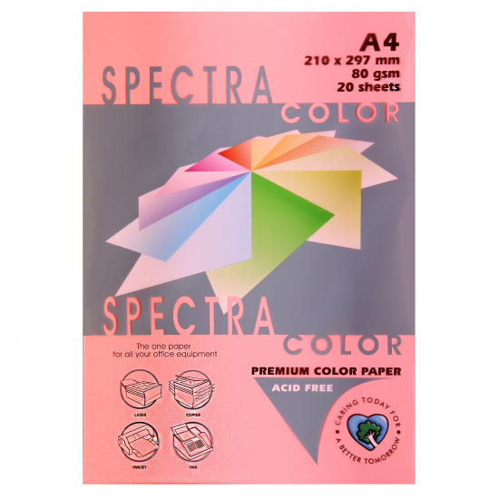 Бумага цветная А4, 80 г/кв.м, 20 листов, неон, розовый Spectra Color 342
