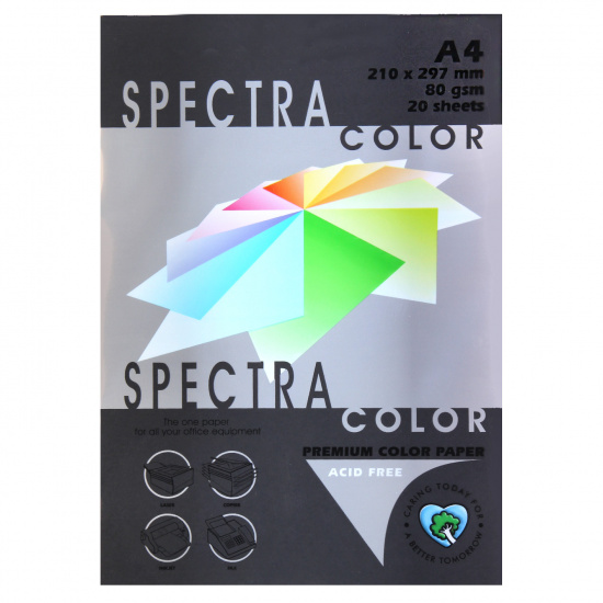 Бумага цветная А4, 80г/кв.м., 20л, неон, черный  Spectra Color  401