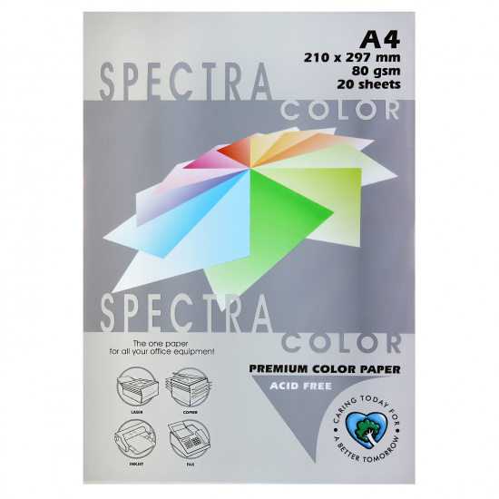 Бумага цветная А4, 80 г/кв.м, 20 листов, пастель, платиновый Spectra Color 272