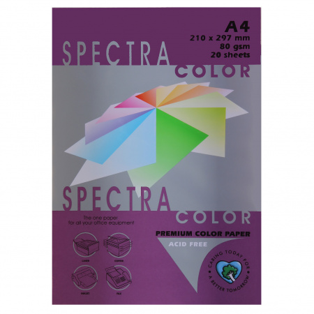 Бумага цветная А4, 80г/кв.м., 20л, пастель, розово-фиолетовый Spectra Color 441 Бумага цветная А4, 80г/кв.м., 20л, пастель, розово-фиолетовый Spectra Color 441