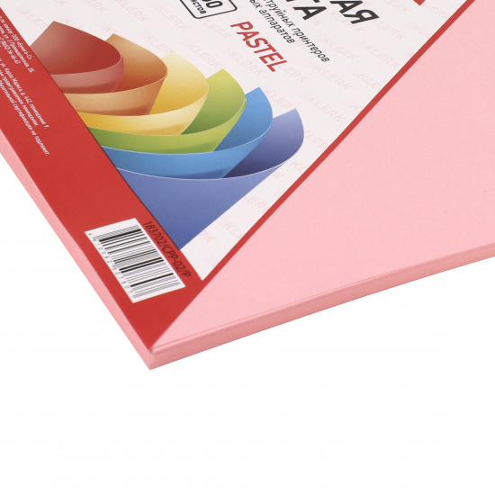 Бумага цветная А4, 80 г/кв.м, 50 листов, пастель, розовый KLERK 183702/CPP-02/Р