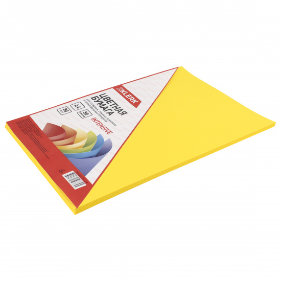 Бумага цветная А4, 80 г/кв.м, 50 листов, интенсив, желтый KLERK 183700-CPP-12-Р