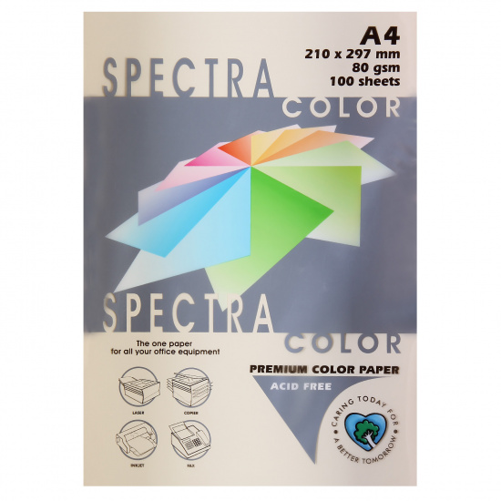 Бумага цветная А4, 80г/кв.м., 100л, пастель, слоновая кость Spectra Color 100