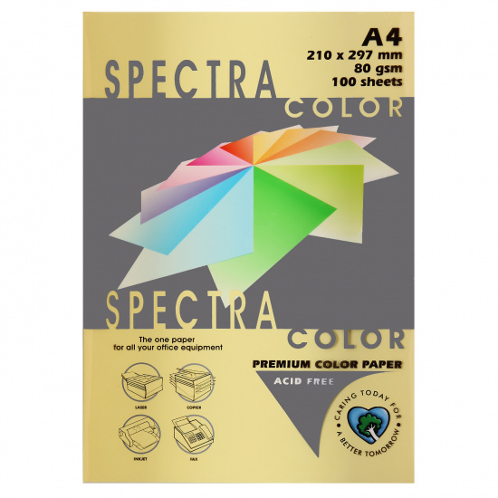Бумага цветная А4, 80г/кв.м., 100л, пастель, светло-желтый Spectra Color 160
