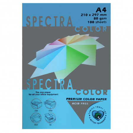 Бумага цветная А4, 80г/кв.м., 100л, интенсив, бирюзовый Spectra Color 220 Бумага цветная А4, 80г/кв.м., 100л, интенсив, бирюзовый Spectra Color 220
