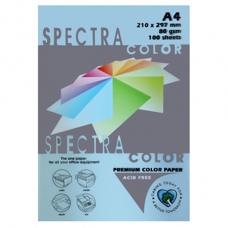 Бумага цветная А4, 80г/кв.м., 100л, пастель, голубой Spectra Color 180 Бумага цветная А4, 80г/кв.м., 100л, пастель, голубой Spectra Color 180