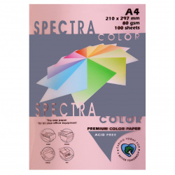 Бумага цветная А4, 80 г/кв.м, 100 листов, пастель, розовый Spectra Color 140