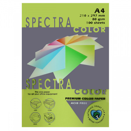 Бумага цветная А4, 80г/кв.м., 100л, интенсив, зеленый Spectra Color 321 Бумага цветная А4, 80г/кв.м., 100л, интенсив, зеленый Spectra Color 321