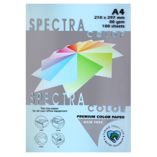Бумага цветная А4, 80г/кв.м., 100л, пастель, светло-синий Spectra Color 120