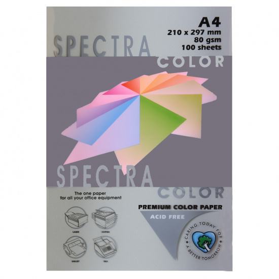 Бумага цветная А4, 80 г/кв.м, 100 листов, интенсив, платиновый Spectra Color 272