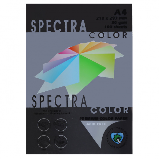Бумага цветная А4, 80 г/кв.м, 100 листов, интенсив, черный Spectra Color 401