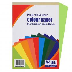 Бумага цветная А4, 80 г/кв.м, 100 листов, 1 цвет, неон, зеленый Neon Green Colour Paper FP-03
