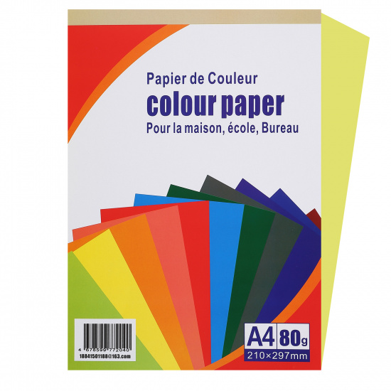 Бумага цветная А4, 80 г/кв.м, 100 листов, 1 цвет, неон, желтый Neon Yellow Colour Paper FP-04