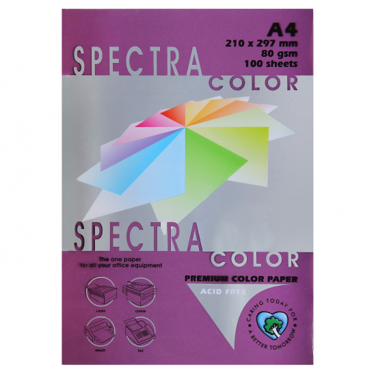 Бумага цветная А4, 80 г/кв.м, 100 листов, интенсив, розово-фиолетовый Spectra Color 441