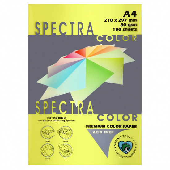 Бумага цветная А4 80г/м2 100л Spectra Color №363 желтый