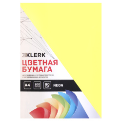 Бумага цветная А4 80г/м 100л неон 183703/FP-17 KLERK желт