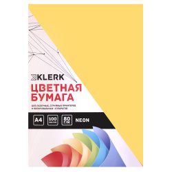 Бумага цветная А4 80г/м 100л неон 183703/FP-18 KLERK оранж