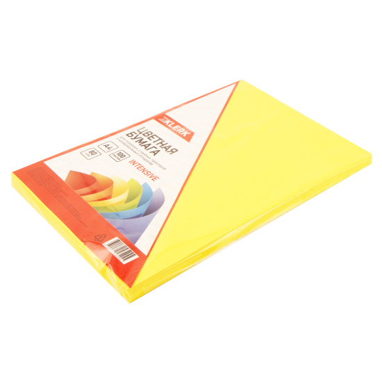 Бумага цветная А4, 80 г/кв.м, 100 листов, интенсив, желтый KLERK 231267/P