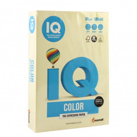 Бумага цветная А4, 80г/кв.м., 500л, пастель, желтый IQ Color Mondi 00-00000664 Бумага цветная А4, 80г/кв.м., 500л, пастель, желтый IQ Color Mondi 00-00000664