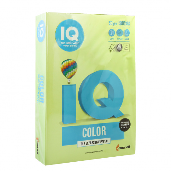 Бумага цветная А4, 80 г/кв.м, 500 листов, интенсив, зеленый IQ Color Mondi 00-00000626