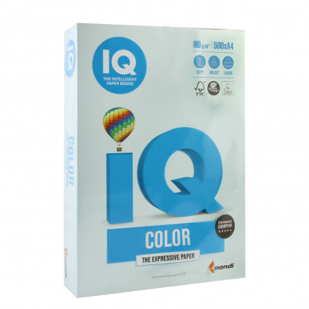 Бумага цветная А4, 80г/кв.м., 500л, пастель, светло-голубой IQ Color Mondi 00-00000655 Бумага цветная А4, 80г/кв.м., 500л, пастель, светло-голубой IQ Color Mondi 00-00000655