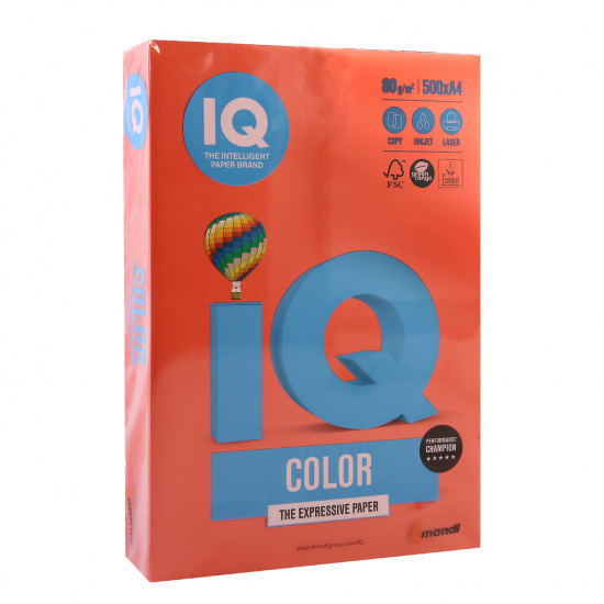 Бумага цветная А4, 80 г/кв.м, 500 листов, интенсив, красный кирпичный IQ Color Mondi 00-00000630