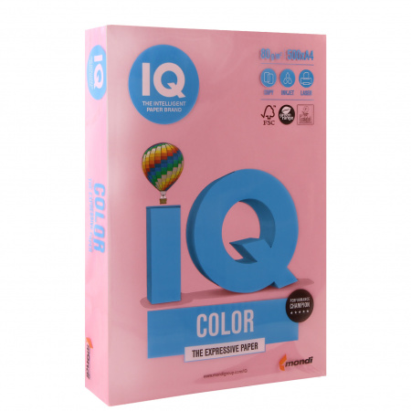 Бумага цветная А4, 80г/кв.м., 500л, пастель, розовый IQ Color Mondi 00-00012526 Бумага цветная А4, 80г/кв.м., 500л, пастель, розовый IQ Color Mondi 00-00012526