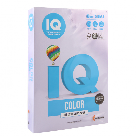 Бумага цветная А4, 80 г/кв.м, 500 листов, пастель, лиловый IQ Color Mondi 00-00012594