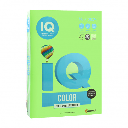 Бумага цветная А4, 80г/кв.м., 500л, интенсив, зеленый IQ Color Mondi 00-00012623 Бумага цветная А4, 80г/кв.м., 500л, интенсив, зеленый IQ Color Mondi 00-00012623