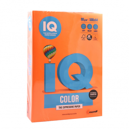 Бумага цветная А4 80г/м 500л IQ Color 00-00012479/65149 43 оранж Бумага цветная А4 80г/м 500л IQ Color 00-00012479/65149 43 оранж