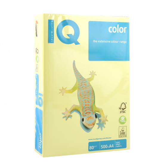 Бумага цветная А4, 80 г/кв.м, 500 листов, интенсив, лимонный IQ Color Mondi 00-00012626