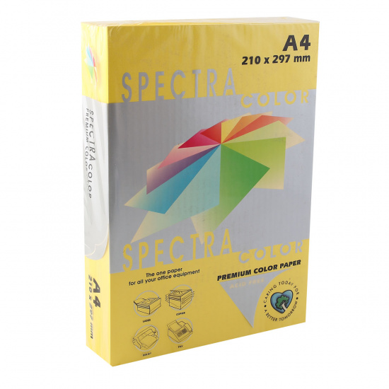 Бумага цветная А4, 80г/кв.м., 500л, интенсив, лимонный Spectra Color 210