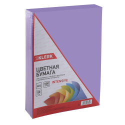 Бумага цветная, А4, 80 г/кв.м, 500 листов, интенсив, сиреневый, KLERK, 242760-P