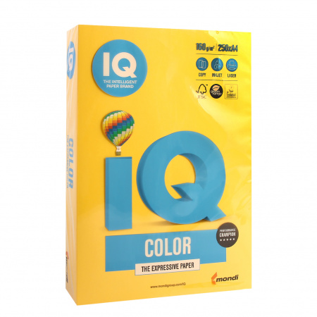 Бумага цветная А4, 160г/кв.м., 250л, интенсив, желтый IQ Color Mondi 00-00000554 Бумага цветная А4, 160г/кв.м., 250л, интенсив, желтый IQ Color Mondi 00-00000554