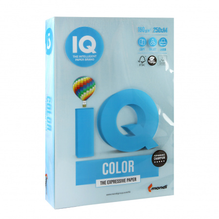 Бумага цветная А4, 160г/кв.м., 250л, пастель, голубой IQ Color Mondi 00-00000564 Бумага цветная А4, 160г/кв.м., 250л, пастель, голубой IQ Color Mondi 00-00000564