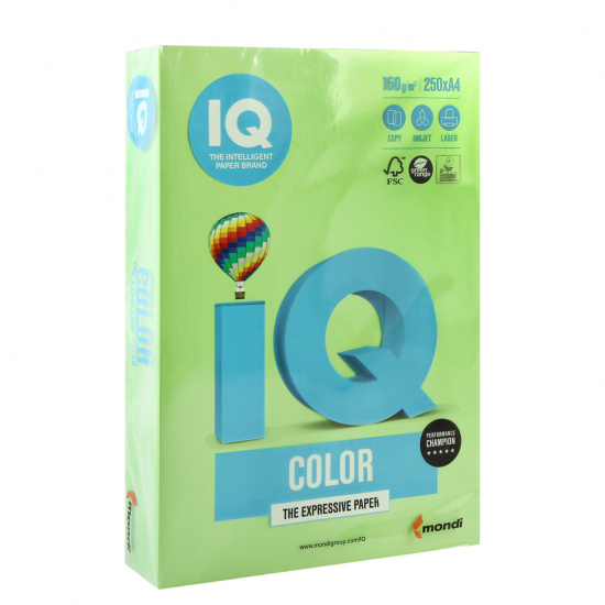 Бумага цветная А4 160г/м 250л IQ Color 00-00000552 42 ярко-зел