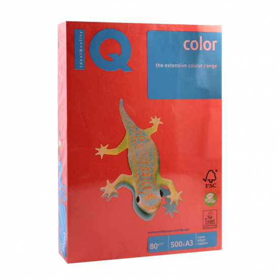 Бумага цветная А3, 80 г/кв.м, 500 листов, интенсив, красный коралловый IQ Color Mondi CO44
