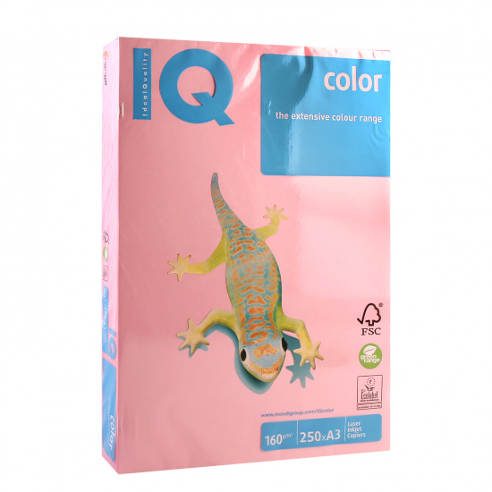 Бумага цветная А3, 160г/кв.м., 250л, пастель, розовый IQ Color Mondi 00-00000578