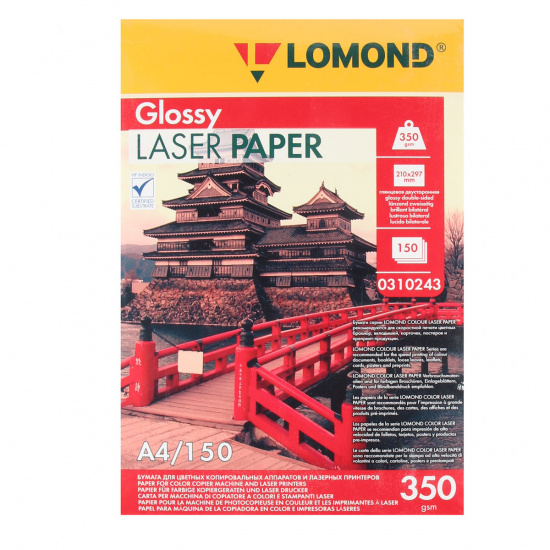Бумага Lomond Glossy DS А4, 350 г/кв.м, 150 листов, глянцевая, двусторонняя, для лазерной печати 0310243