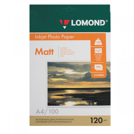 Фотобумага Lomond Ink Jet А4, 120г/кв.м., 100л, матовая 0102003 Фотобумага Lomond Ink Jet А4, 120г/кв.м., 100л, матовая 0102003